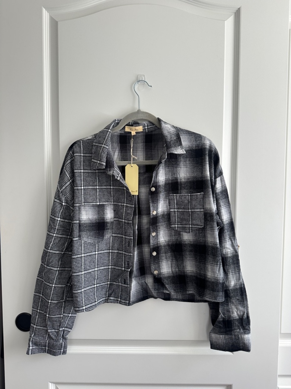Love Notes Black & White Plaid Button-Up Jacket